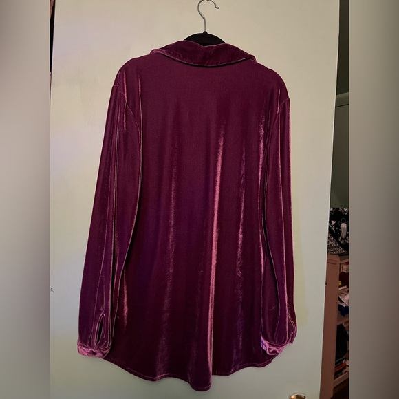 Purple velour button up top - Picture 3 of 3